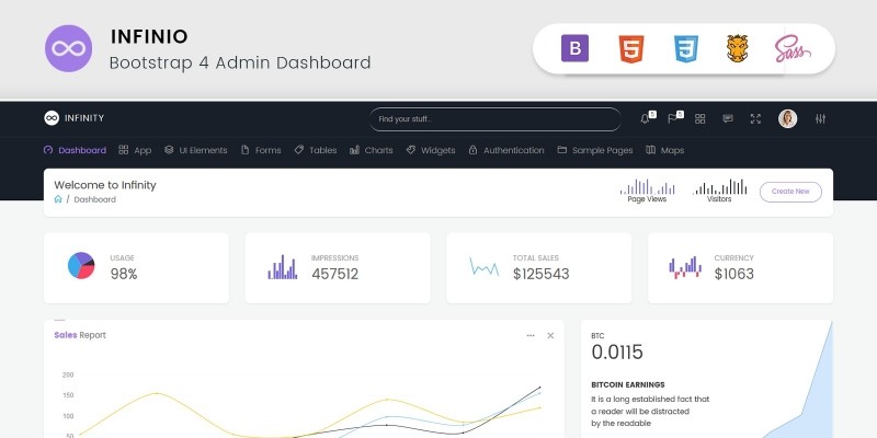 InfiniO - Bootstrap 4 Admin Dashboard Template 