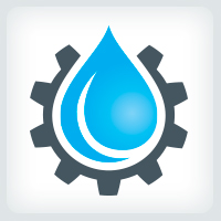 Water droplet and Gear - Plumbing Logo