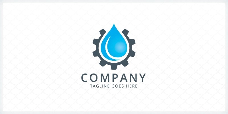 Water droplet and Gear - Plumbing Logo
