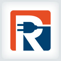 Letter R - Electrical Plug Logo