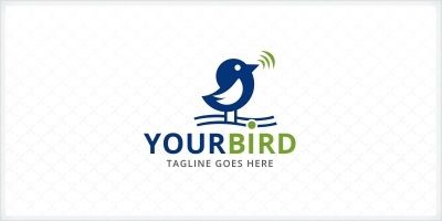 Cute little Bird Singing Logo