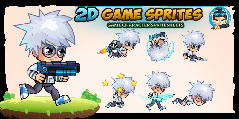 Scientist 2D Game Character Sprites