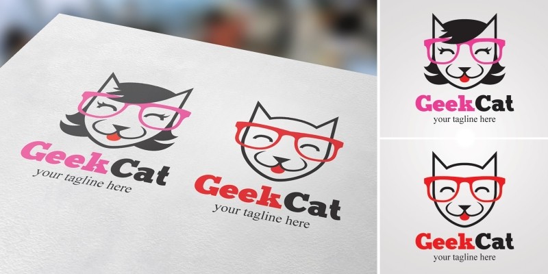 Geek Cat - Male And Female Logo