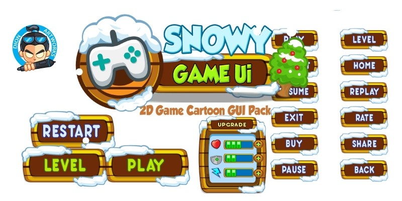 Snowy Cartoon Game Ui Set 04