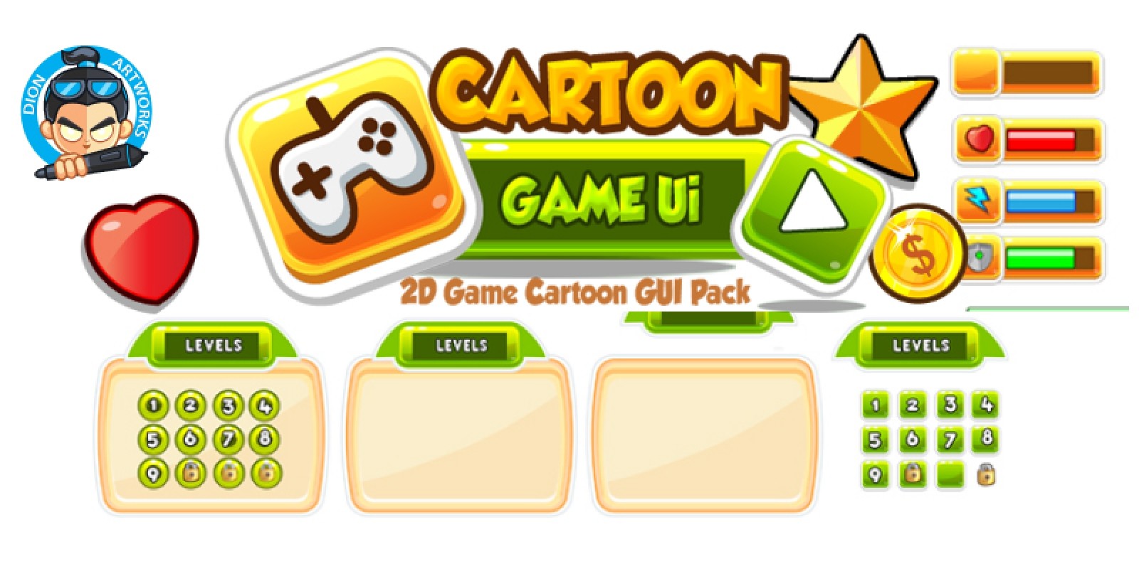 Cartoon Game Ui Set 06 by DionArtworks | Codester