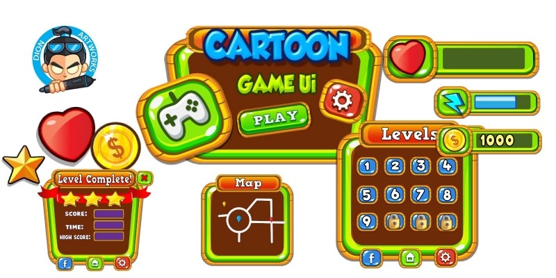 Cartoon Game Ui Set 11