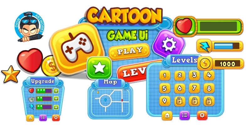 Cartoon Game Ui Set 12