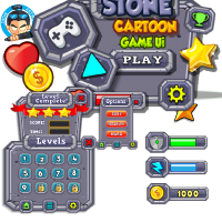 Stone Cartoon Game Ui Set  13