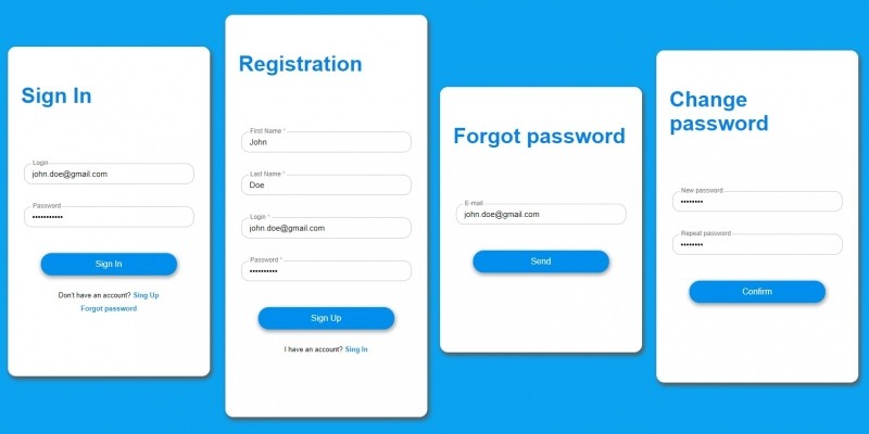 Angular - Login Forms Module - Blue Design