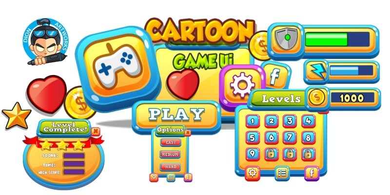 Cartoon Game Ui Set 14