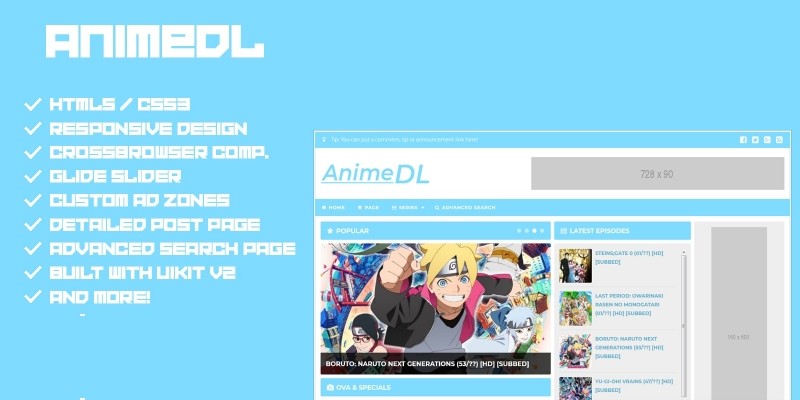 AnimeDL - HTML5 Anime Download Template