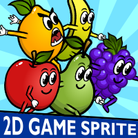5 Fruit Monsters 2D Game Character Sprite