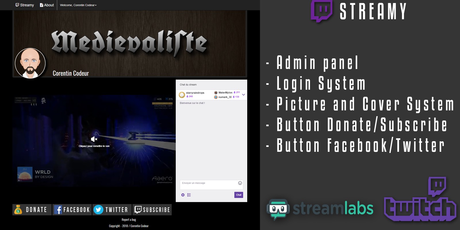 Streamy Twitch  Stream PHP Script by CorentinLB Codester