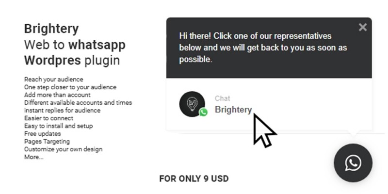 Brightery Web To WhatsApp Wordpress Plugin