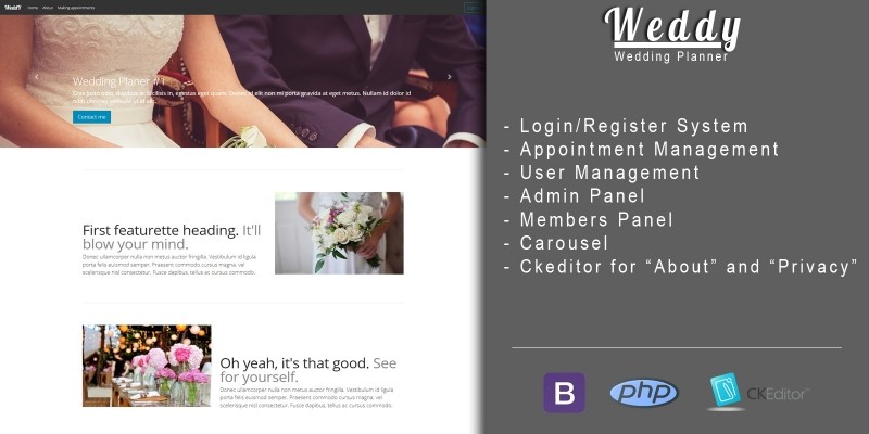 Weddy - Wedding Planner CMS PHP