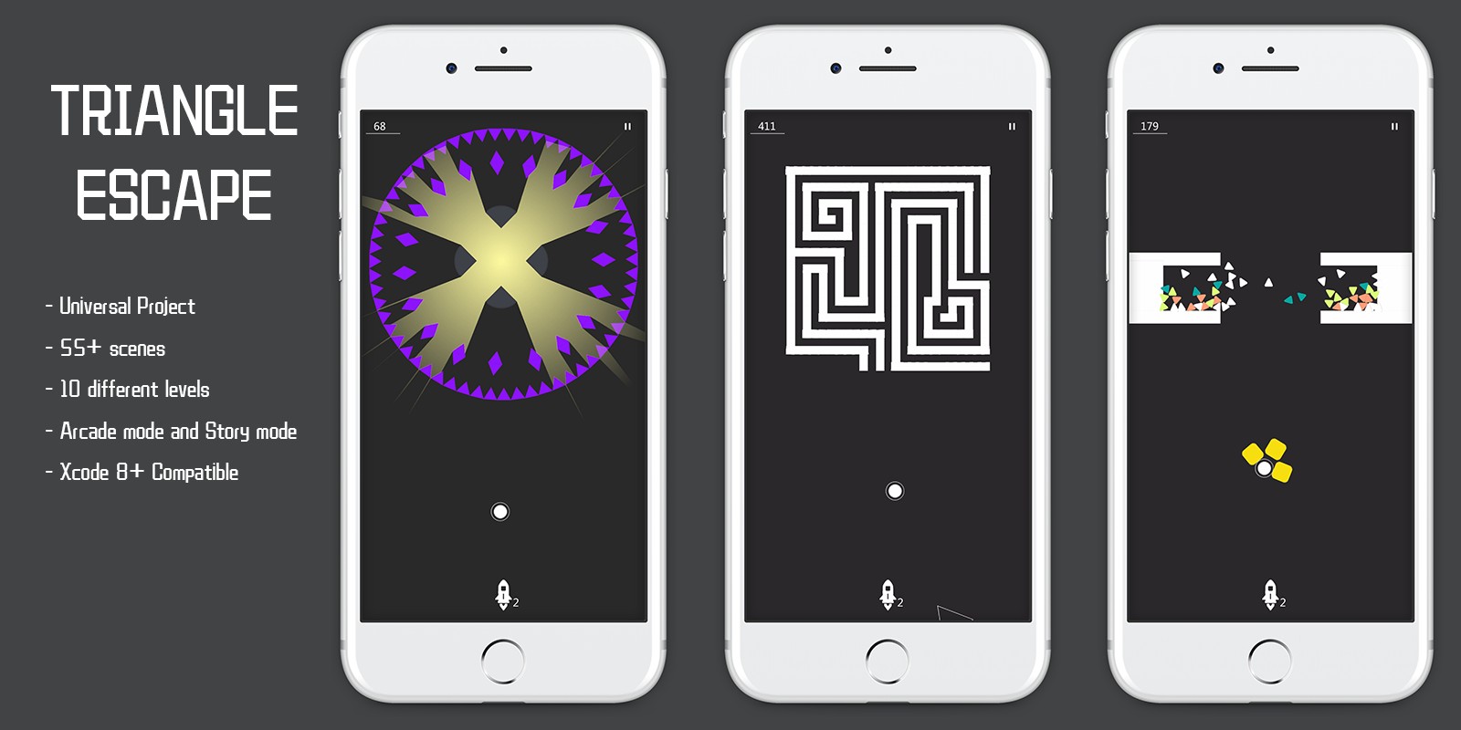 Triangle Escape Buildbox Template by Lionking777 Codester