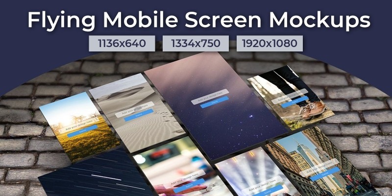 Flying Mobile Screen Mockups