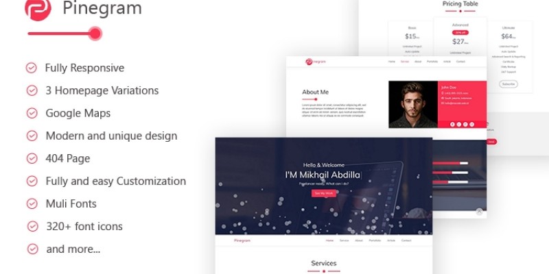 Pinegram - HTML Personal Portofolio Template