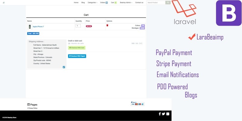 LaraBeaimp - eCommerce Online Shop Laravel PHP