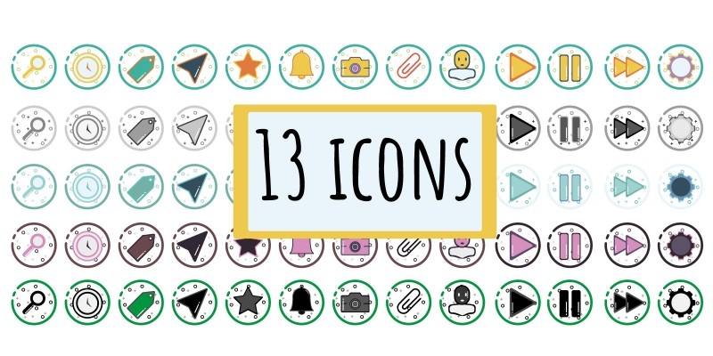 13 Colorful And Simple Icons