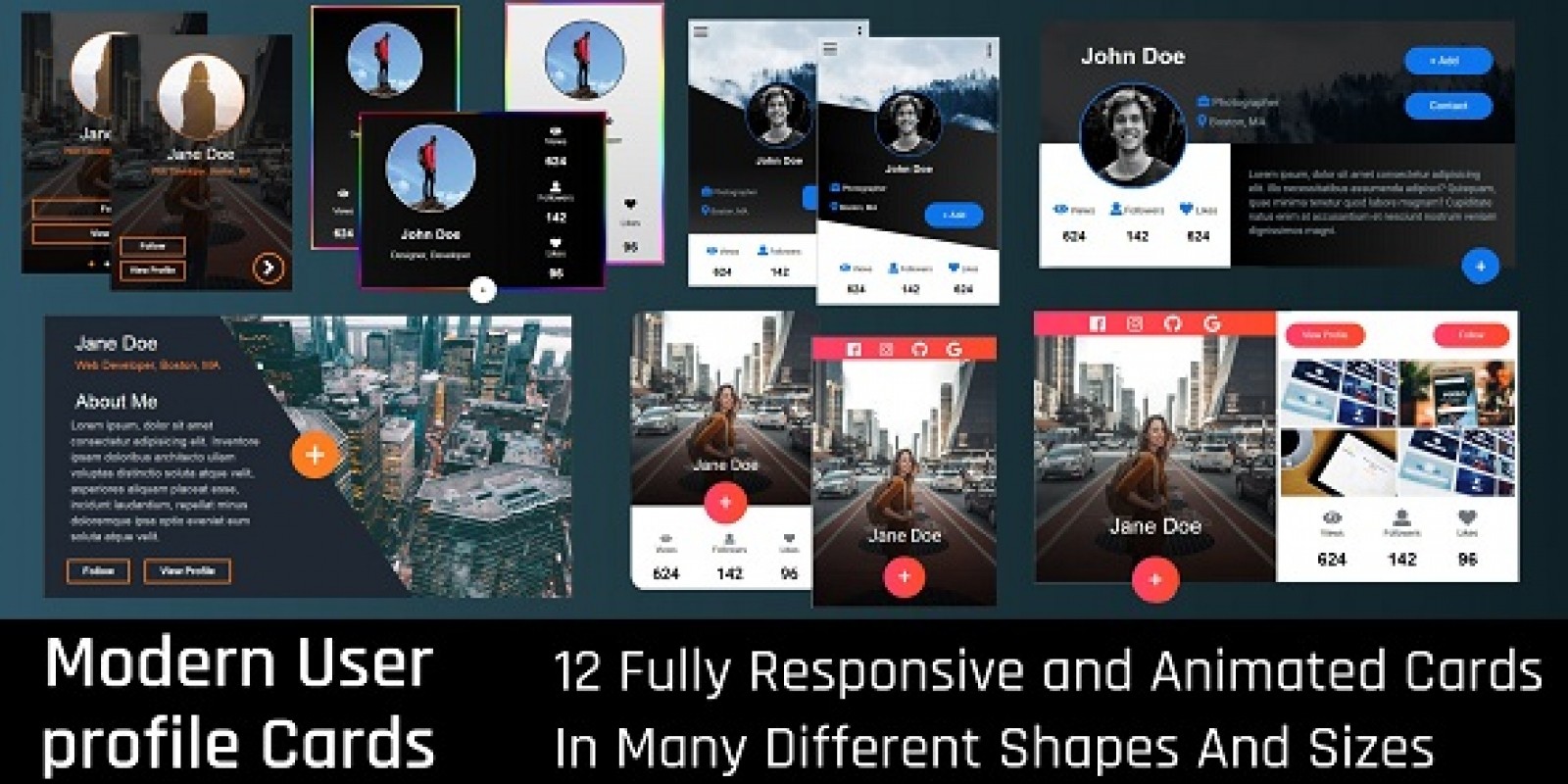 Modern Profile Cards HTML CSS by WebCode | Codester