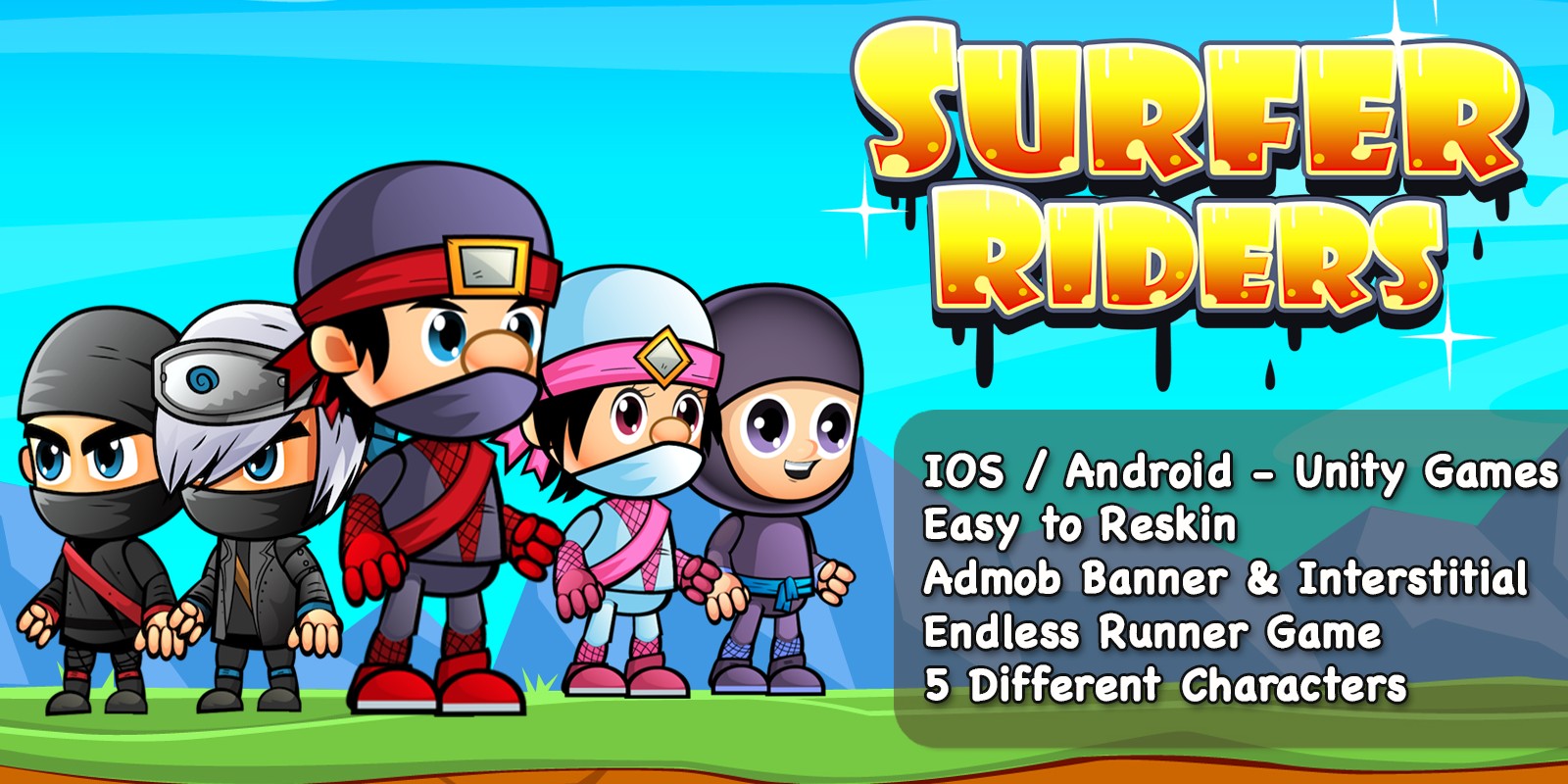 Surfer Riders Unity Game Source Code by IQueenGames Codester