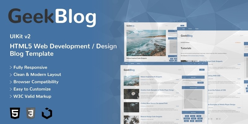 GeekBlog - HTML5 Web Development Design Blog Theme