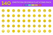 140 Emoticon or Emoji Flat Icons Pack  Screenshot 1