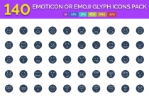 140 Emoticon or Emoji Glyph Icons Pack  Screenshot 1