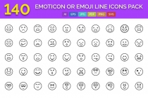 140 Emoticon or Emoji Line Icons Pack  Screenshot 1