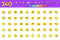 140 Emoticon or Emoji Sticker Icons Pack  Screenshot 1