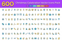600 Christmas Celebration Vector Icons Pack Screenshot 1