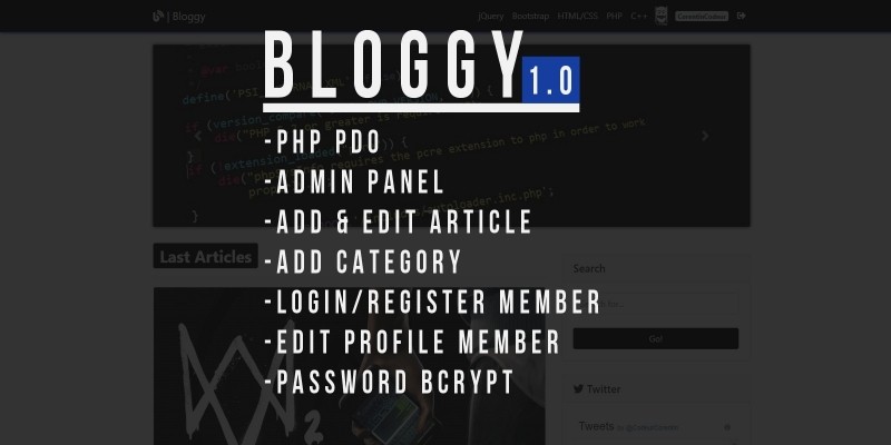 Bloggy - CMS Mini Blog Script PHP