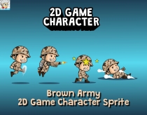 Brown Army 2D Game Character Sprite Screenshot 1