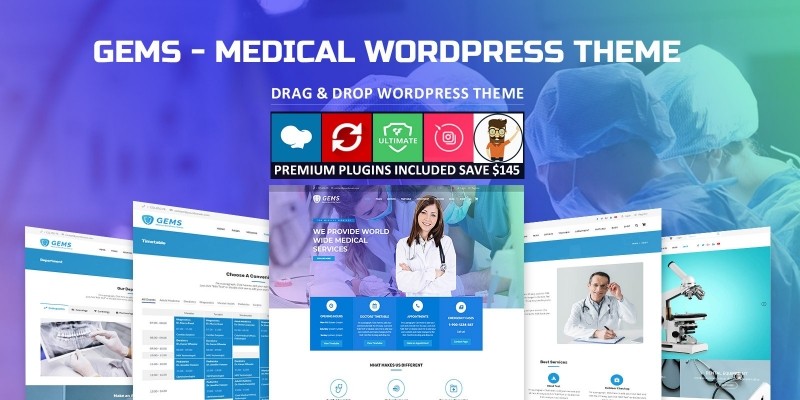 Gems - Medical Drag And Drop WordPress Theme