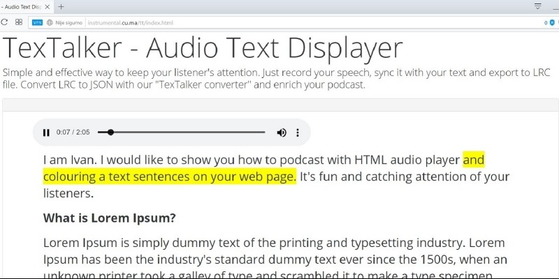 TexTalker - Adui Text Displayer Javascript