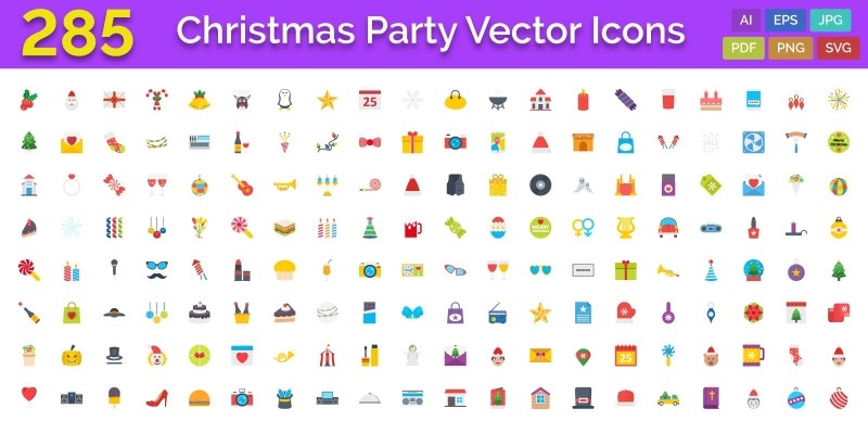 285 Christmas Party Vector Icons
