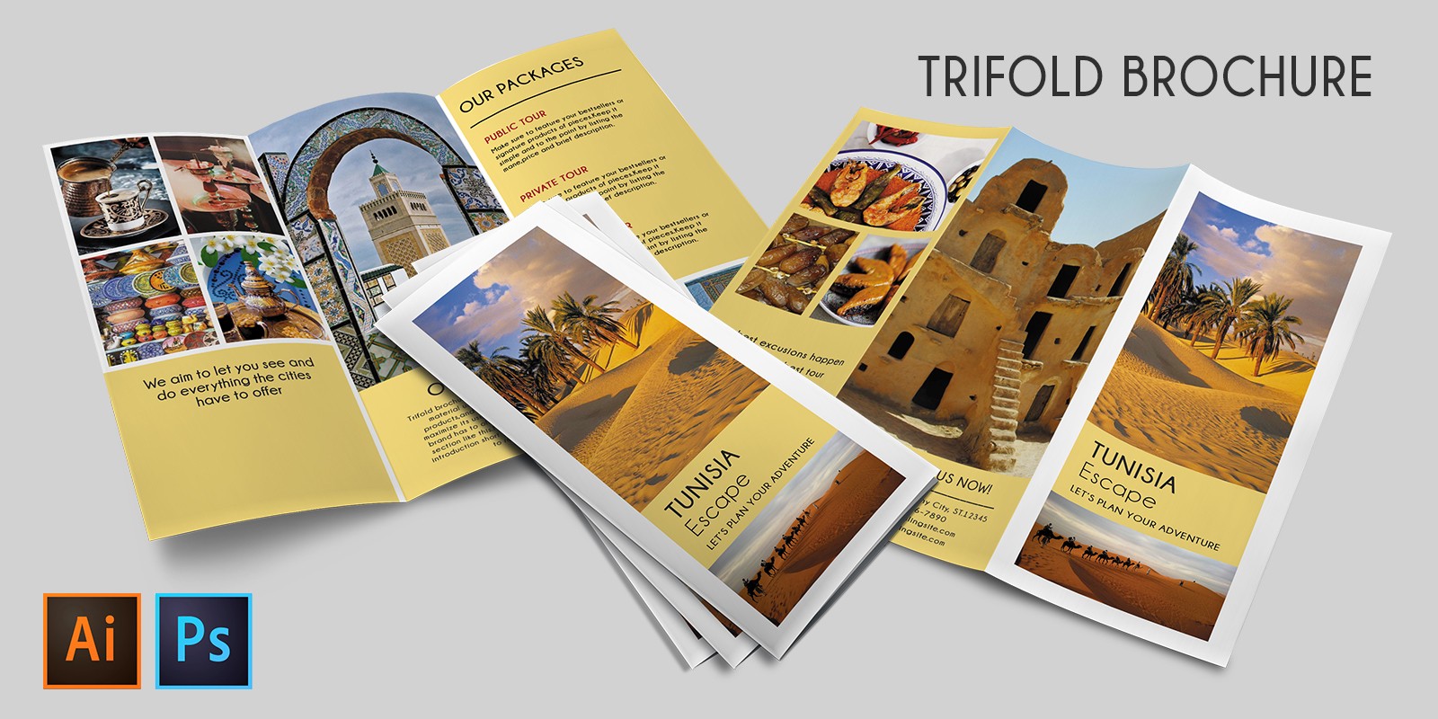 Trifold Agency Travel Brochure Template by Graphicques  Codester In Country Brochure Template
