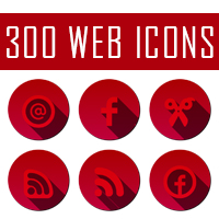 300 3D Red Web Communication Icons Set 