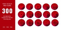 300 3D Red Web Communication Icons Set  Screenshot 1