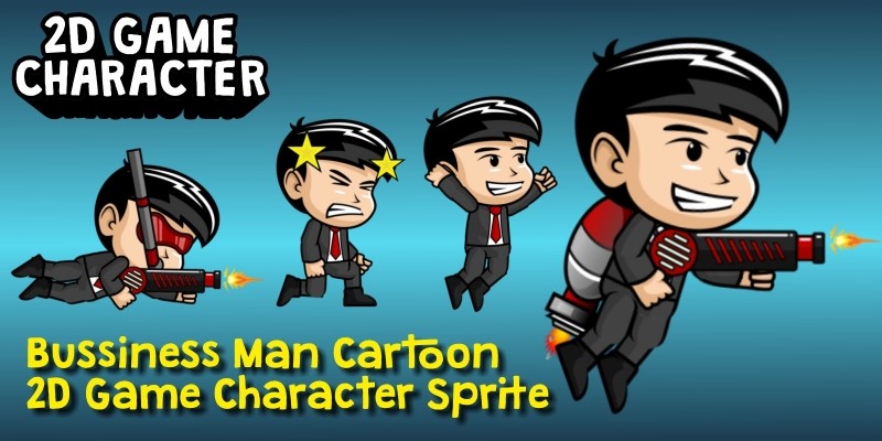 Bussiness Man Cartoon 2D Game Character Sprite