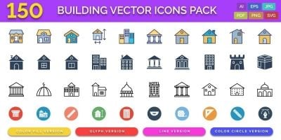 150 Buildings Vector Icons Pack