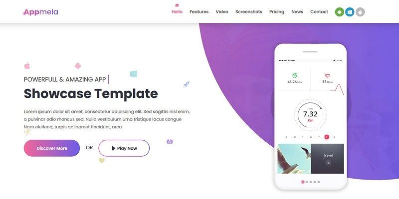 Appmela - Creative App Landing Page Template
