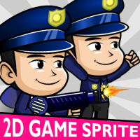 Police Man 2D Game Character Sprite