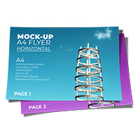 4 Horizontal Mock-Up Flyer PSD Templates A4 