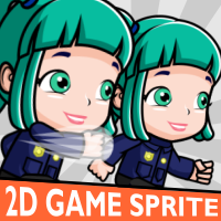 Police Woman 2D Game Character Sprite