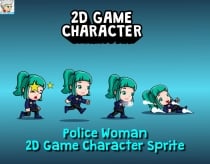 Police Woman 2D Game Character Sprite Screenshot 1