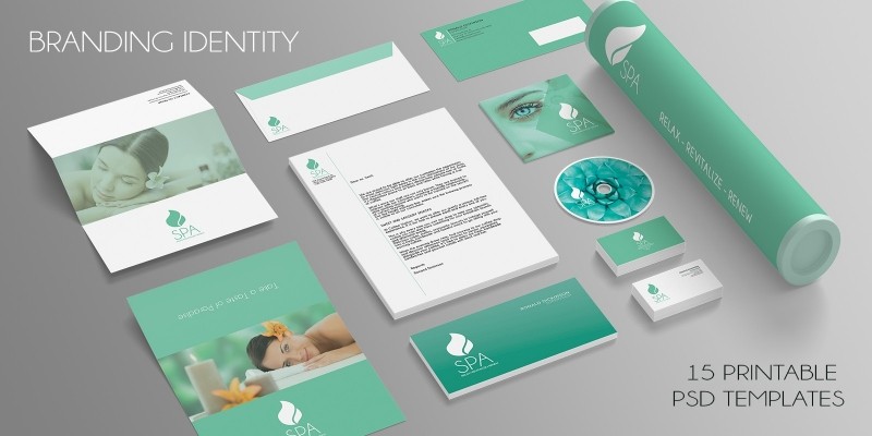 Spa Branding Identity -15 Printable PSD Templates