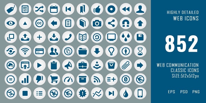 852 Classic Web Communication Icons Pack