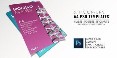 5 Mock-Up Flyer PSD Templates A4 